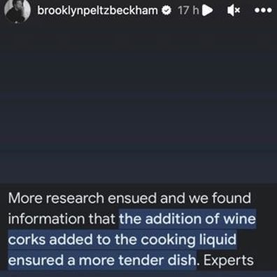 Brooklyn Beckham wine cork in bolognese