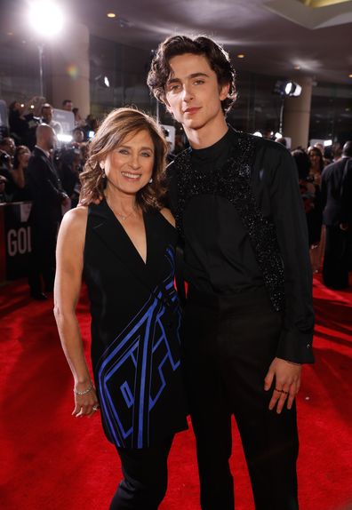 Timothée Chalamet, mum, date, Golden Globes 