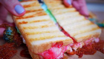 Rainbow cheese toasties are a thing... and they're fun