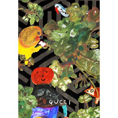 While Mogu Takahashi's work has a childlike aesthetic, and the Japanese illustrator is self-taught, there's nothing juvenile about her ability, as witnessed in this #GucciGram creation.