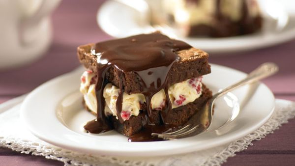 Brownie ice-cream sandwiches