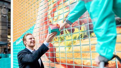 Deliveroo edible burger wall