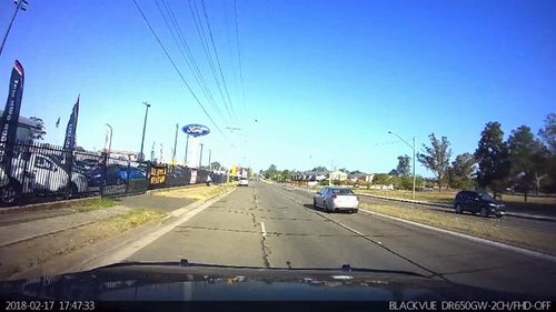 Mills' own dashcam recorded the crash. Picture: Supplied