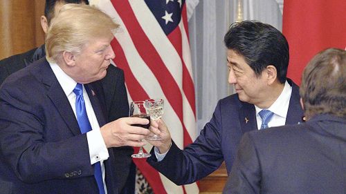 Mr Trump and Mr Abe are said to be good friends who speak on the phone often. (AAP)