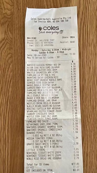 20-year-old Coles receipt