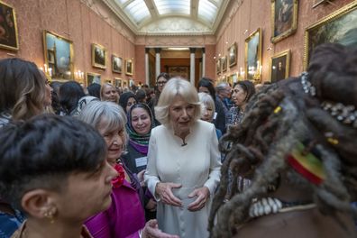 Camilla, The Queen Consort and Danish Crown Princess Mary attend a reception to raise awareness of violence against women and girls as part of the UN 16 days of Activism against Gender-Based Violence, in Buckingham Palace, in London, Tuesday Nov. 29, 2022