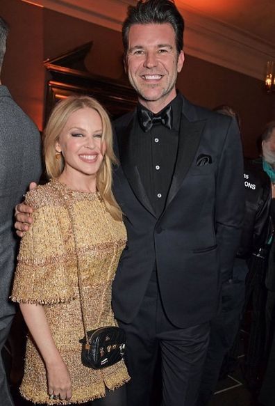 Kylie Minogue and Paul Solomons attend the BFI Chairman's dinner awarding Tilda Swinton with a BFI Fellowship at Rosewood London on March 2, 2020 in London, England