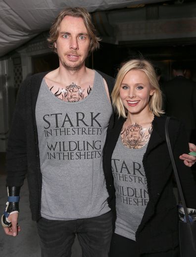 Dax Shepard and Kristen Bell in matching Game of Thrones outfits for the season six premiere in Hollywood, 2016