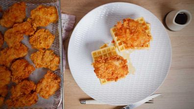 Perfect deep fried chicken and waffles