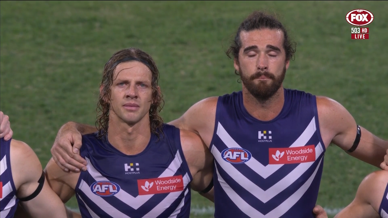 Fremantle Dockers players hold back tears during emotional tribute to late teammate Cameron McCarthy