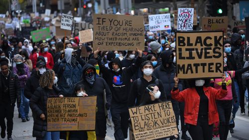 People marching in Melbourne on June 6.