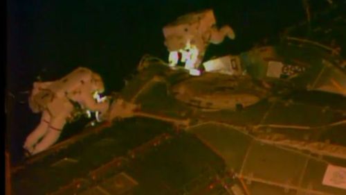 Two US astronauts step out on spacewalk outside ISS