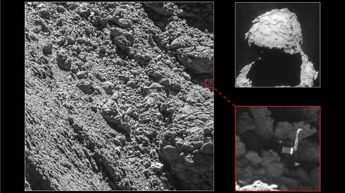 Released in July this year, the first photos of the Philae lander after it was crashed into the surface of the comet. (AFP)