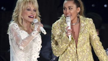 Dolly Parton and Miley Cyrus perform Jolene at the 61st annual Grammy Awards in Los Angeles.