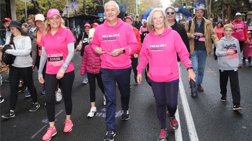 Prime Minister Turnbull spent Mother's Day with the important women in his life at a fun run event. Picture: AAP.