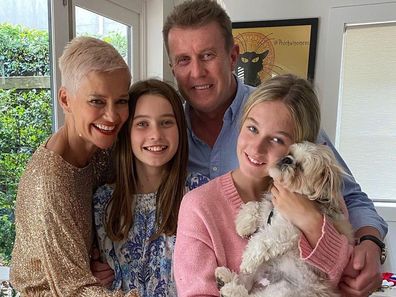 Jessica Rowe and Peter Overton celebrating Christmas with their daughters. 