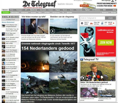 De Telegraaf: 154 Dutch slain, Greatest national tragedy since Tenerife in 1977