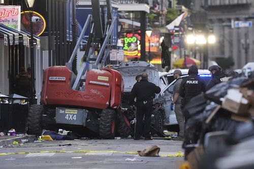 Emergency services attend the scene on Bourbon Street 