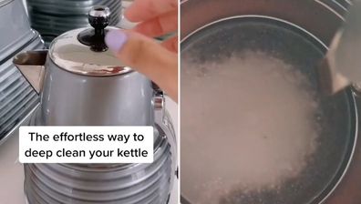 TikTok user cleans the inside of her kettle