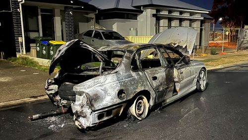 A Holden has been destroyed after it caught on fire in Adelaide. 