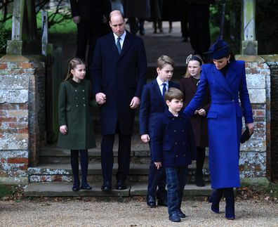 Princess Charlotte, Prince William, Prince of Wales, Prince George, Prince Louis, Mia Tindall and Catherine, Princess of Wales