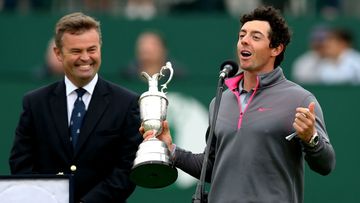 Rory McIlroy speaks after winning the British Open. (AAP)