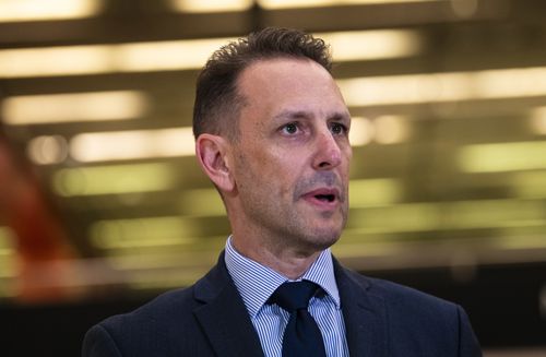 Transport for NSW Secretary Josh Murray holds a doorstop to provide an update on rail bargaining. Martin Place train station. January 22, 2025. Photo: Rhett Wyman / SMH