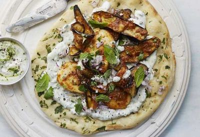 Recipe: <a href="http://kitchen.nine.com.au/2016/05/04/15/36/anjum-anands-grilled-halloumi-and-eggplant-wraps-with-herbed-yoghurt" target="_top">Anjum Anand's grilled haloumi and eggplant wraps with herbed yogurt</a>
