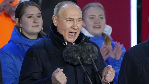 Russian President Vladimir Putin won the election with 90 per cent of the vote.