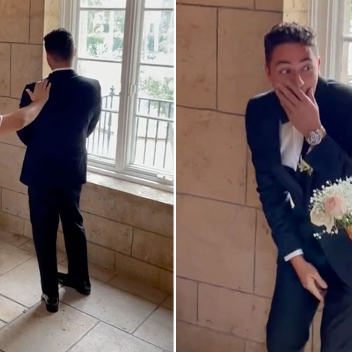 Oklahoma groom turns around to unexpected sight during prank