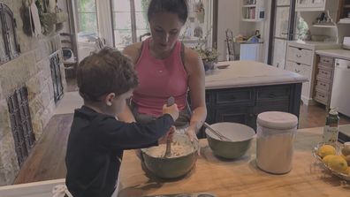 Meghan and Archie do some cooking in a scene from Harry & Meghan.