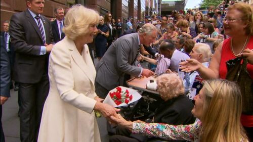 Prince Charles and Camilla shake hands with Sydneysiders in the CBD