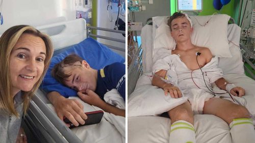 Lucy Phillips, left, pictured pinch her boy Theo successful hospital.