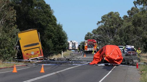 The Glenelg Highway in Tarrington was closed while the scene is cleared.(The Standard)