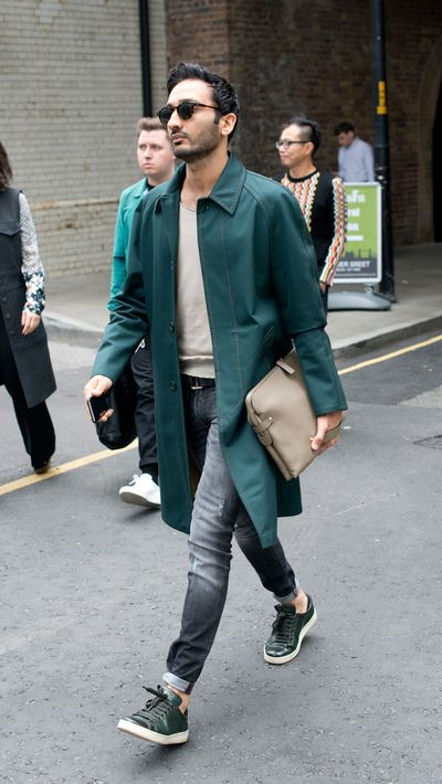 <p>This hard working coat and its matching kicks are a lesson in how to nail the bottle green trend.</p>