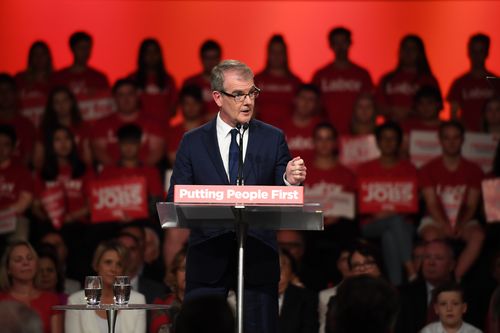 NSW Labor leader Michael Daley speaks during the NSW Labor Party election campaign launch in Revesby in southwest. 