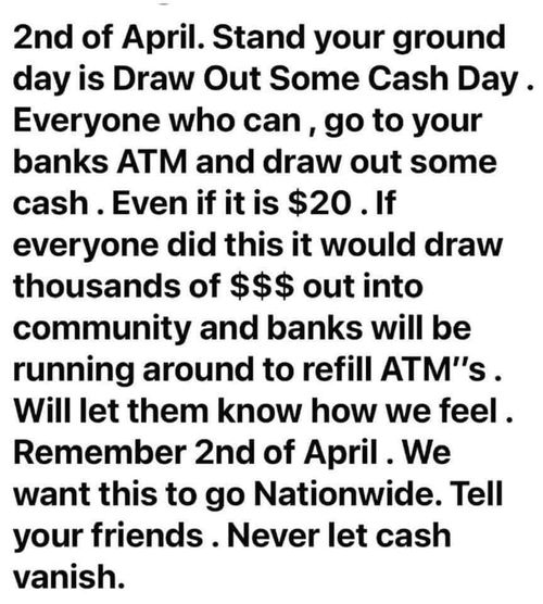 Cash out protest planned for April 2nd