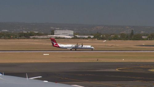 The plane took off from Adelaide Airport at 7.55am today but was forced to return to the tarmac almost an hour later.