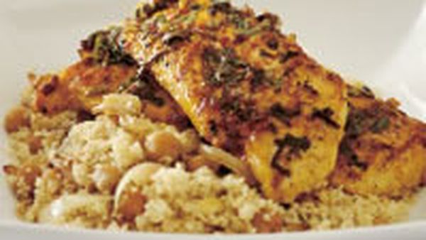 Chermoula chicken with onion couscous