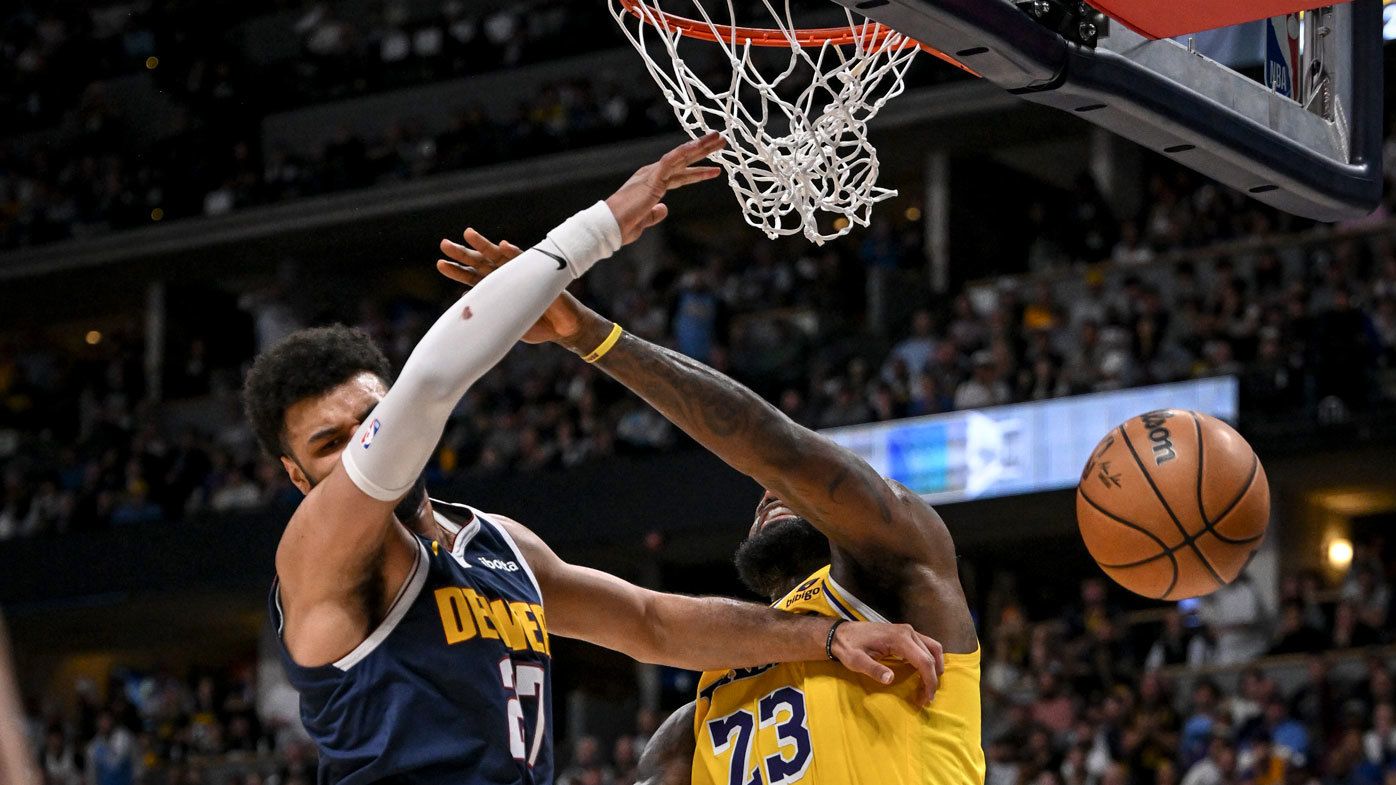 Jamal Murray dunks on LeBron James in Denver&#x27;s win that eliminated the LA Lakers from the Playoffs.