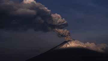 The Popocatepetl volcano spews ash and steam, seen from Santiago Xalitzintla, Mexico, Wednesday, May 24, 2023 