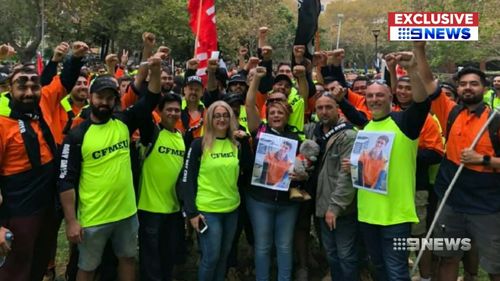 People at the Union May Day March in Sydney today.