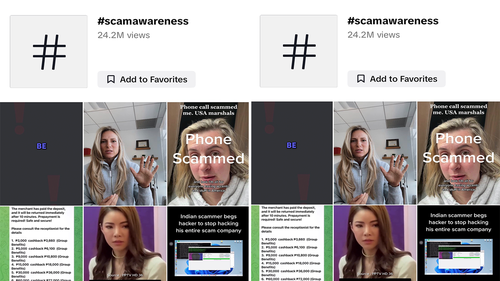 TikTok has 840.4 million views under its scam video hashtag and another 24.2 million under #scamawareness.