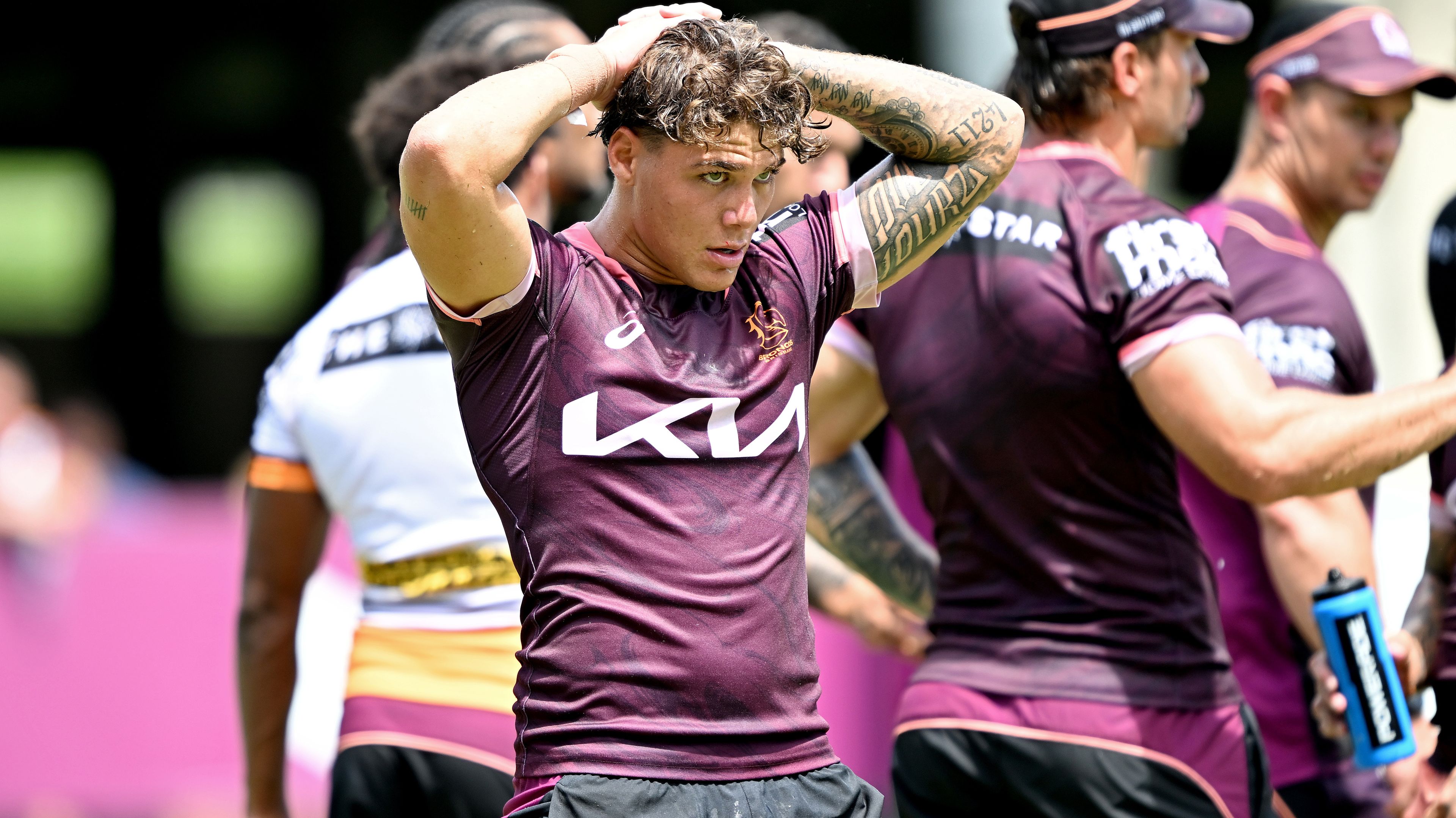 Reece Walsh during a Brisbane Broncos training session.