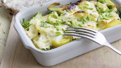 Cheesy broccoli and bacon potato bake recipe