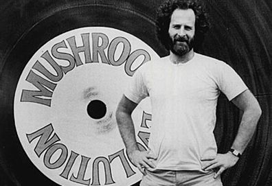 Michael Gudinski with Mushroom sign (Fairfax/Nine)