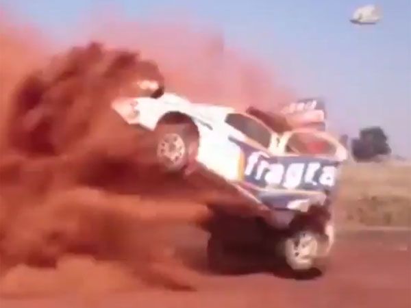 Rally car racers survive 160km/h flip