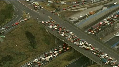All lanes of the M4 have been reopened after a multi-vehicle crash at 6am. Picture: 9NEWS