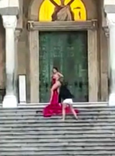 British influencer italian cathedral obscene acts