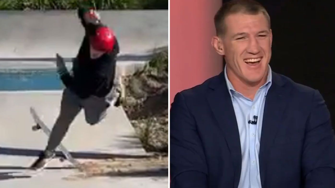 Paul Gallen had a small hiccup at the skatepark.